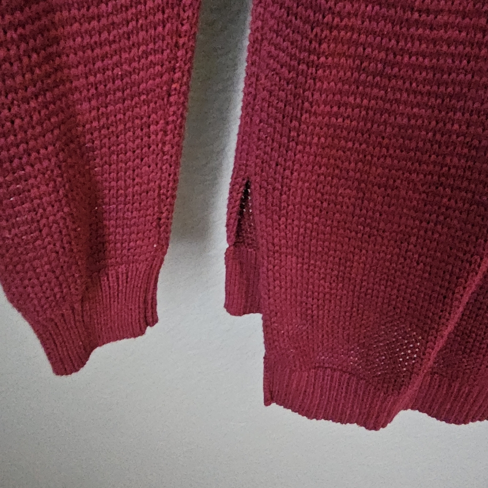 Harper Lane Knitted Hooded Red Burgundy Sweater Pullover Size S Cotton Blend - Picture 6 of 7